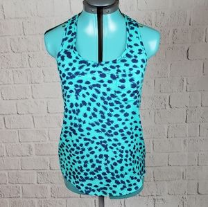 Lilly White blue & teal leopard top